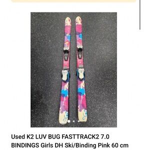 K2 Luv Bug Girls Downhill Skis Pink 130cm with Marker Fasttrack2 7.0 Bindings